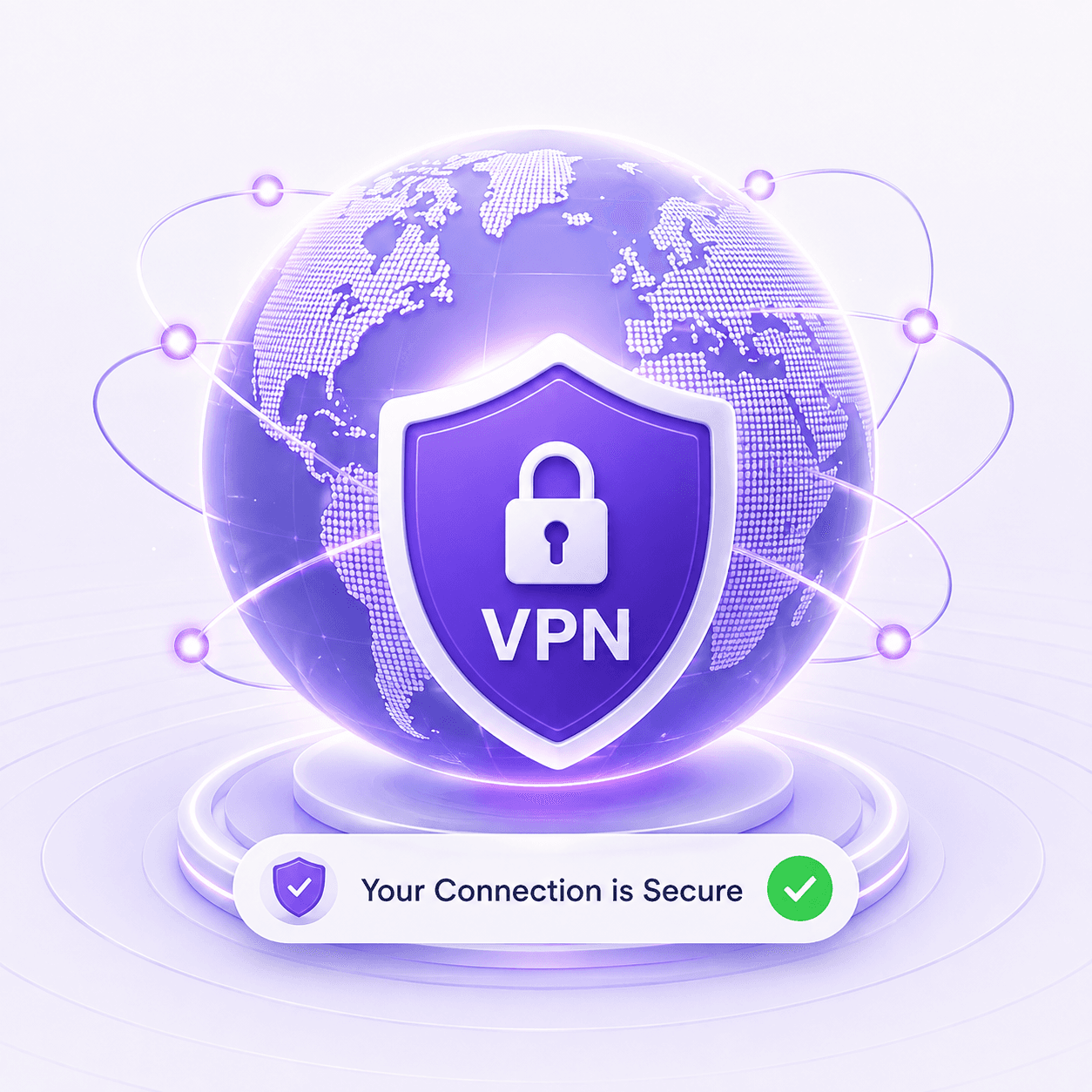 A shield over a globe, confirming your connection is secure